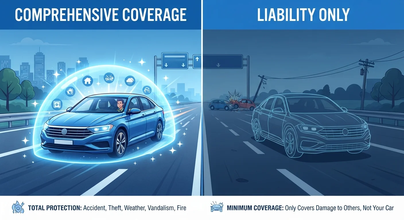 Comprehensive Coverage vs. Liability Only: What Each Actually Protects