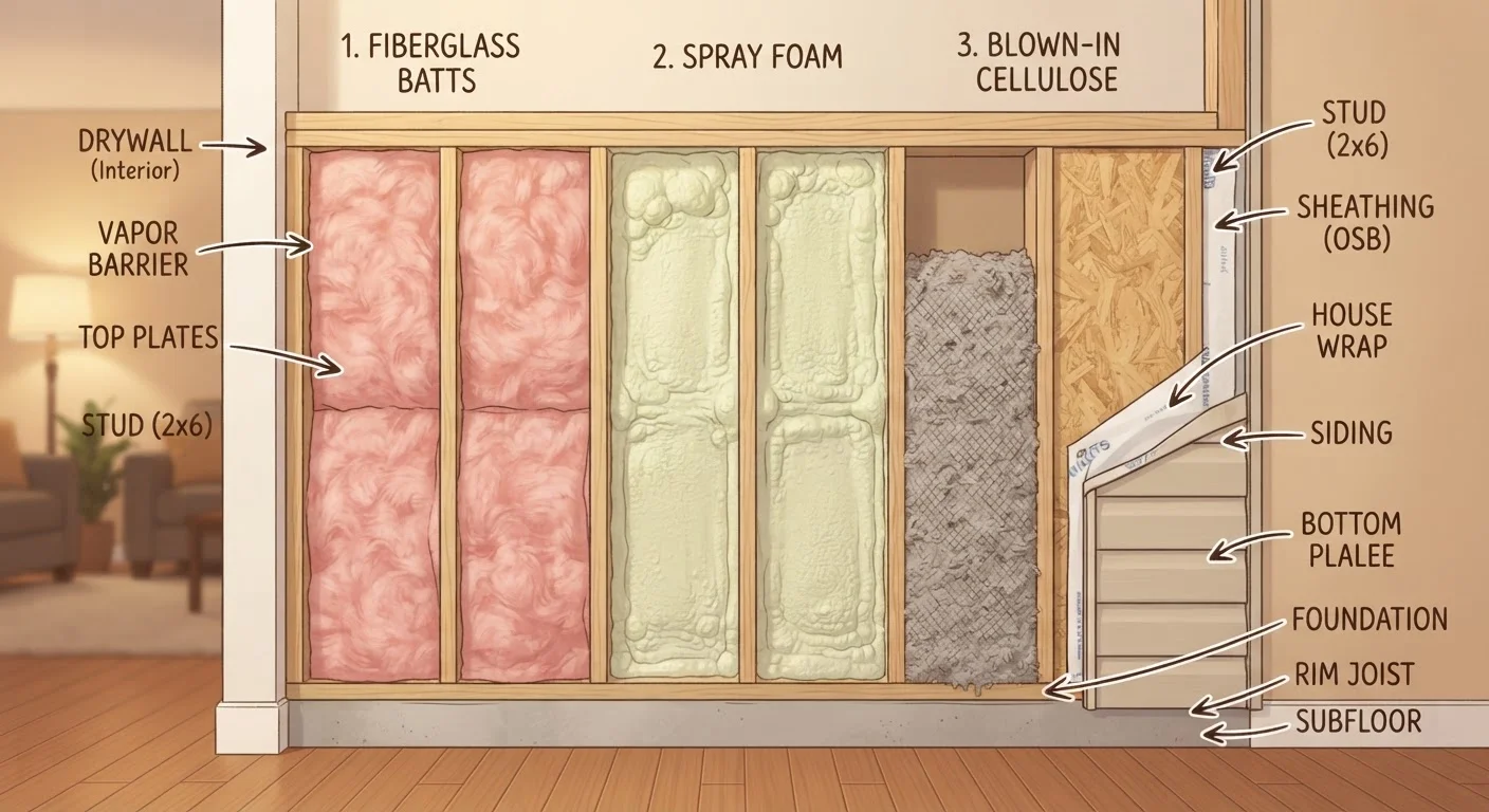 Insulation Types Compared: Fiberglass Batts, Spray Foam, and Blown-In